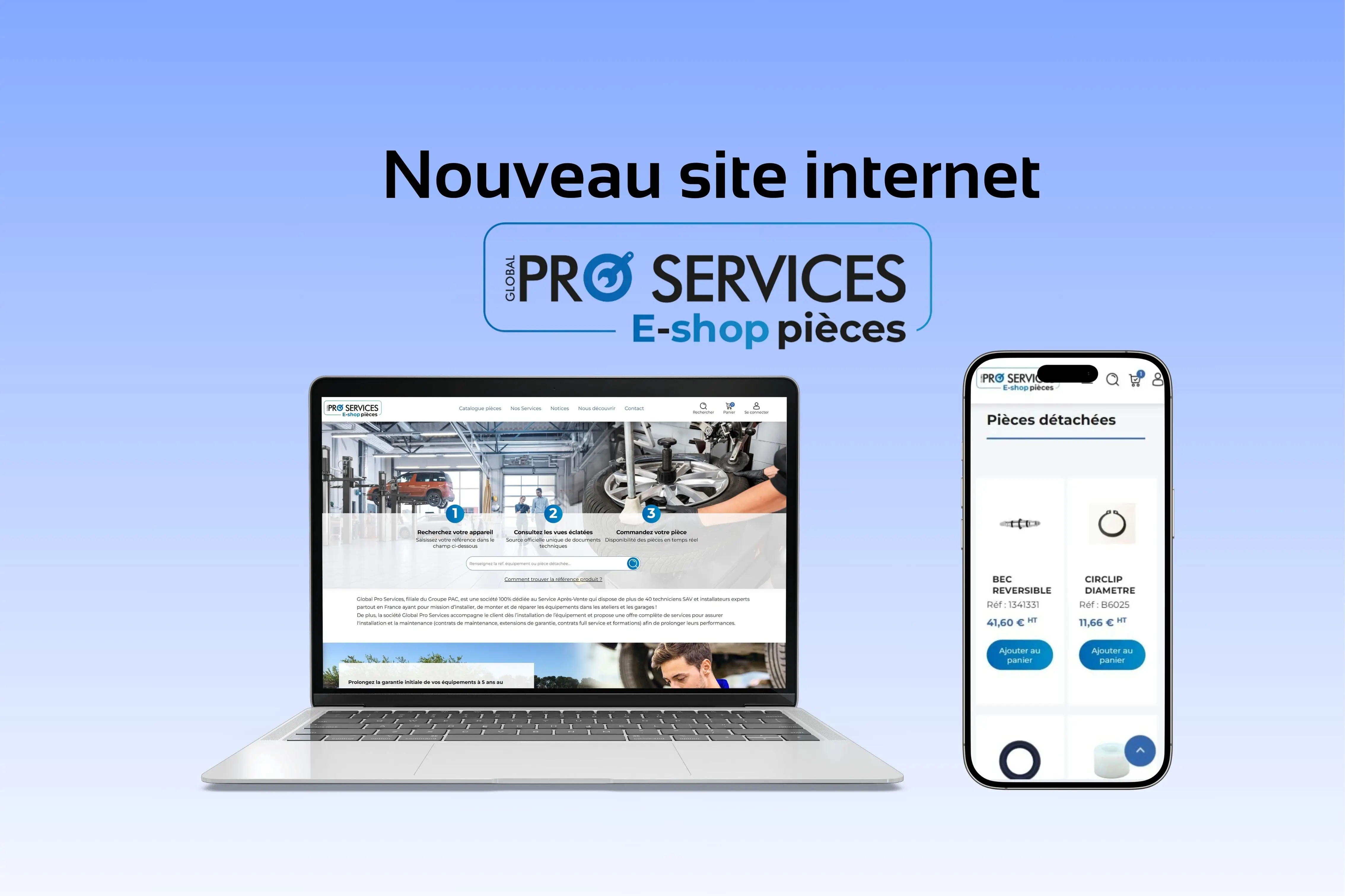 Le nouveau site internet E-shop Pices dtaches de Global Pro Services : un service rapide, fiable 