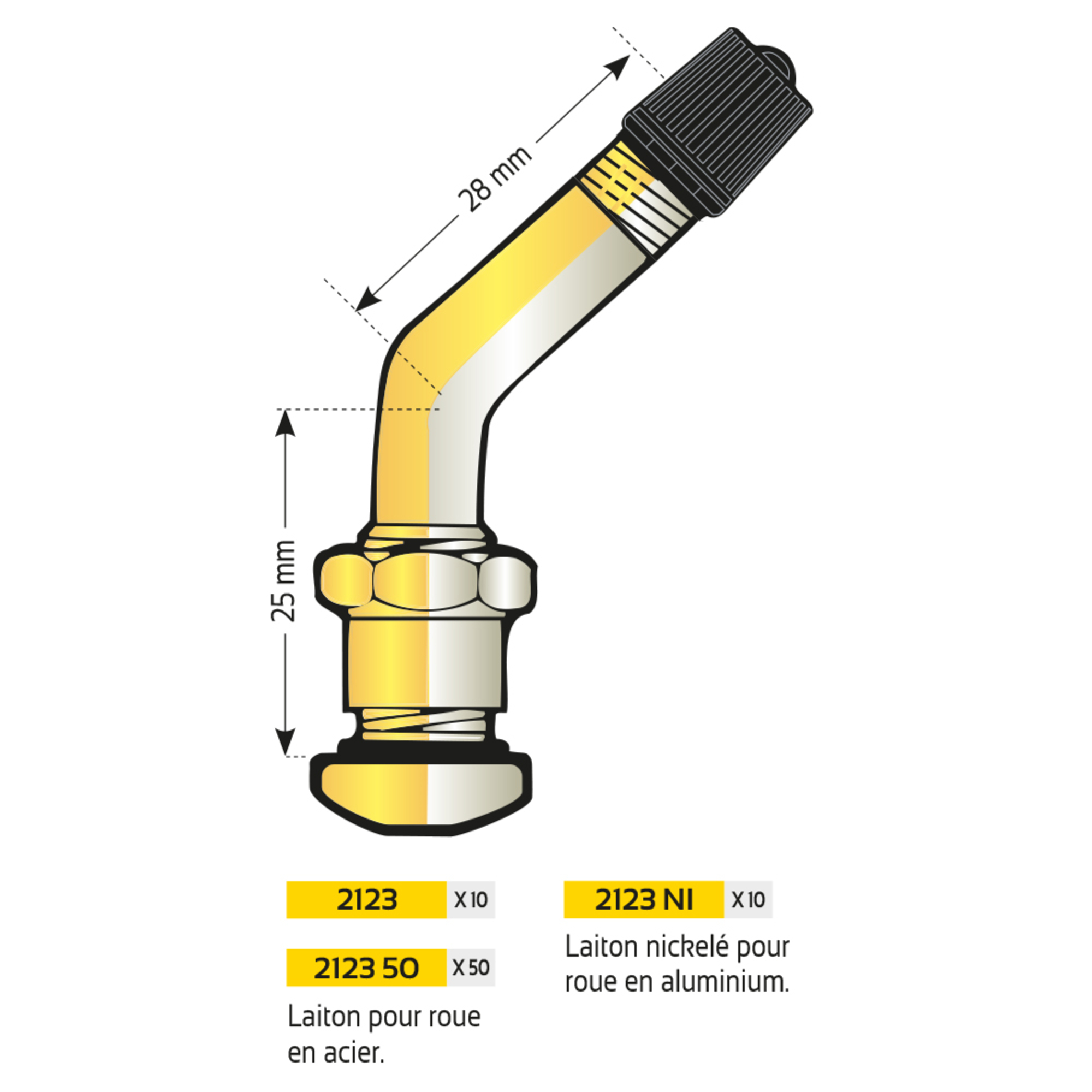 VALVE JANTE A BASE CREUSE (135 DEG.)