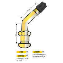 Valve jante a base creuse (135 deg.)