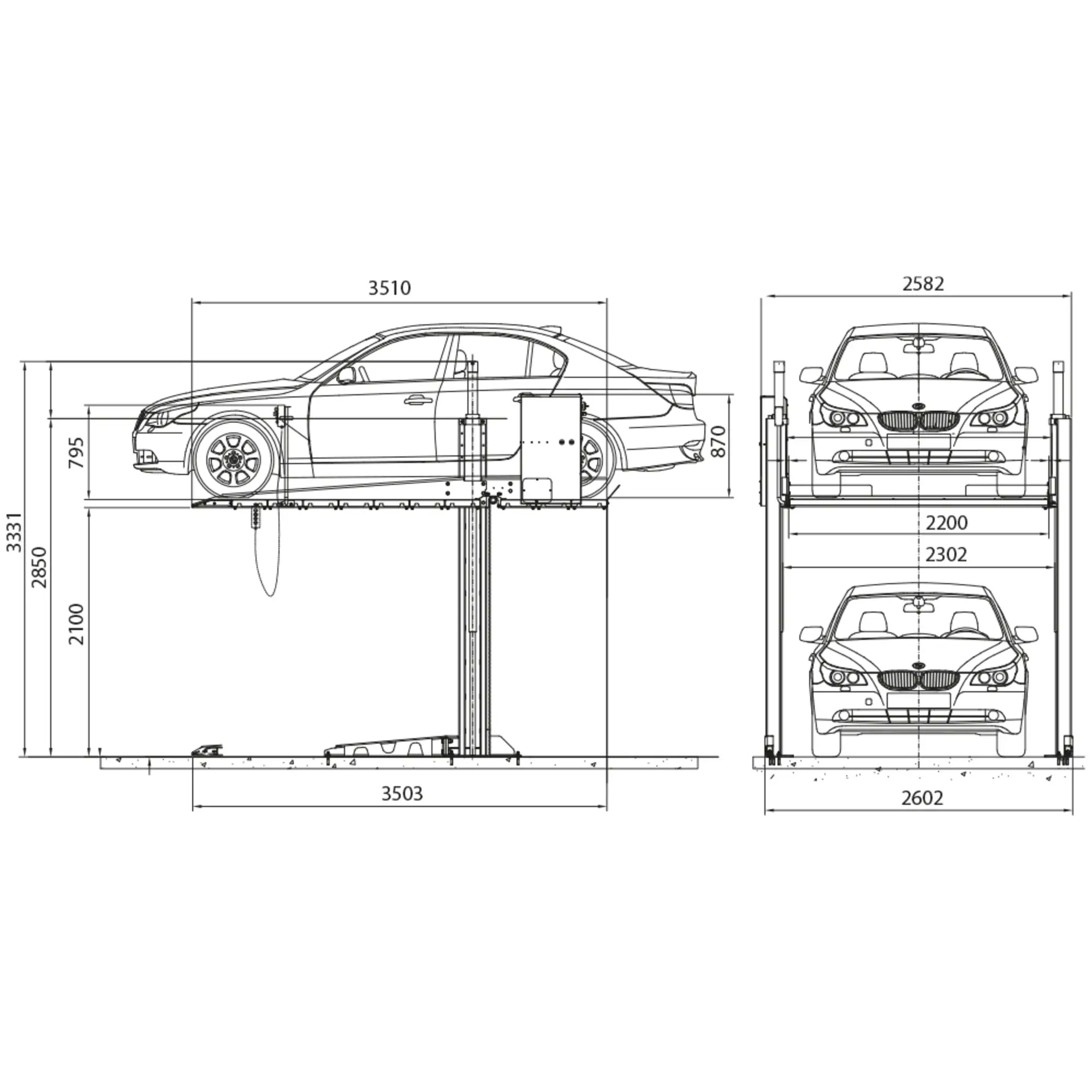Pont parking monophas 3t.