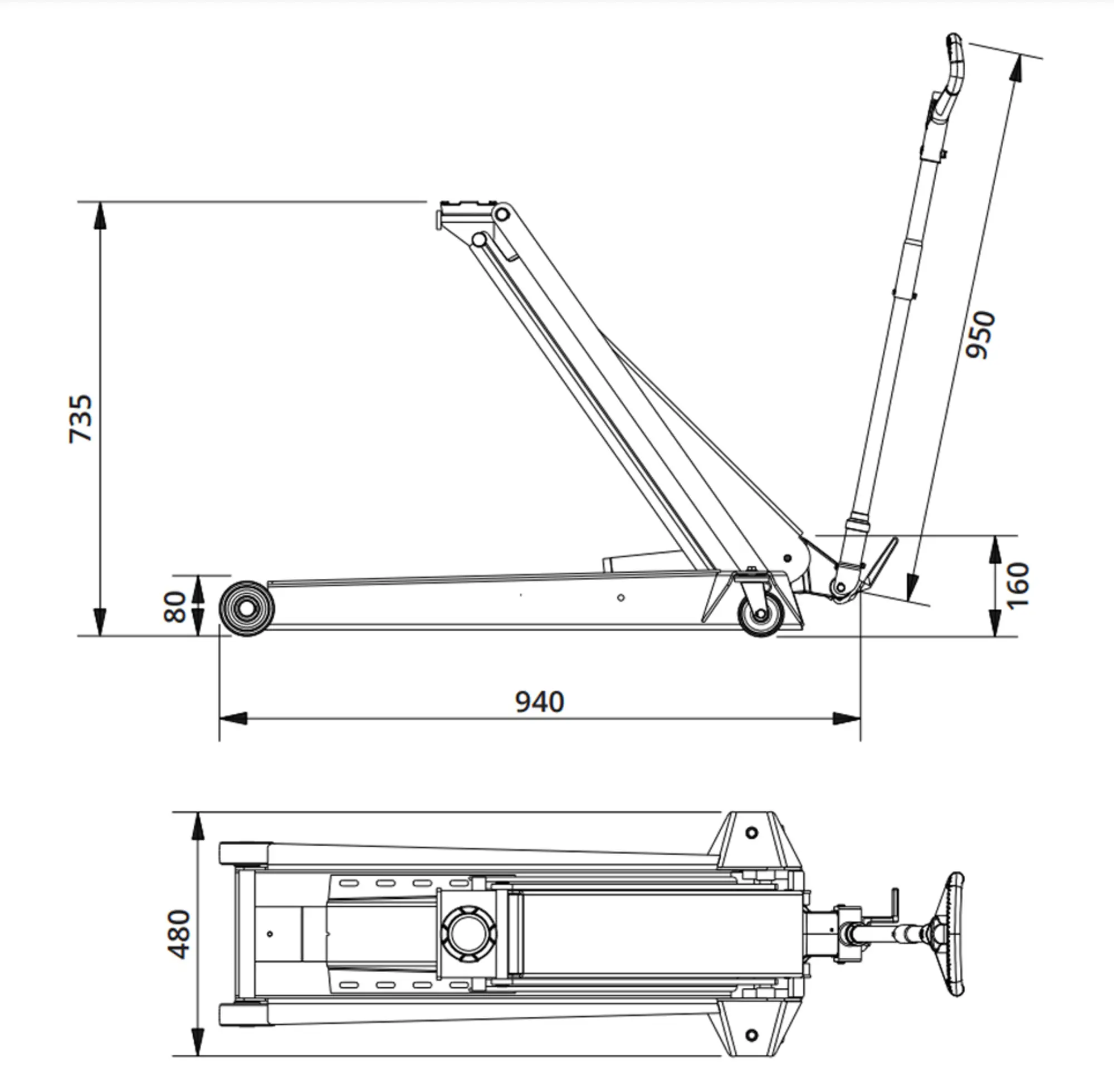 Cric rouleur hydraulique 1.3t