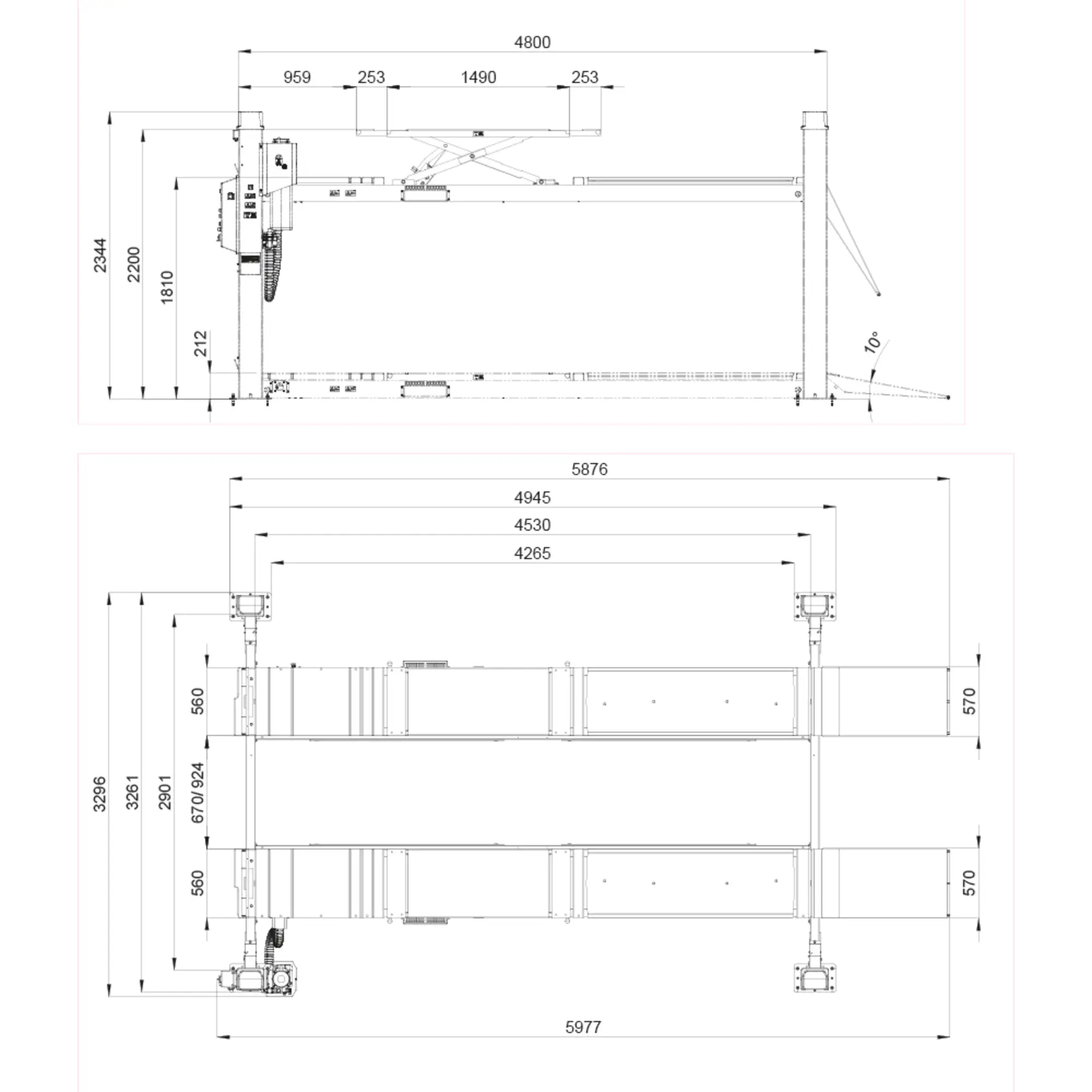 Pont lvateur  4 colonnes 4t