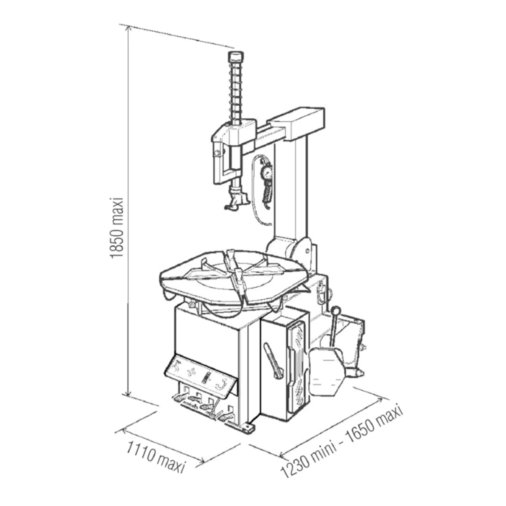 Monte/dmonte-pneus auto. 2 vitesses + 3e bras