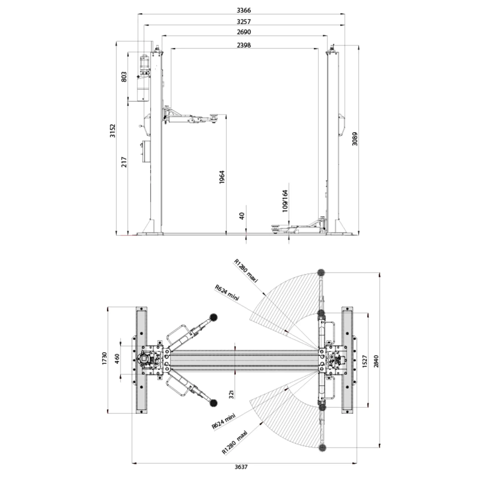 Pont � 2 colonnes 3.2t (base en h)