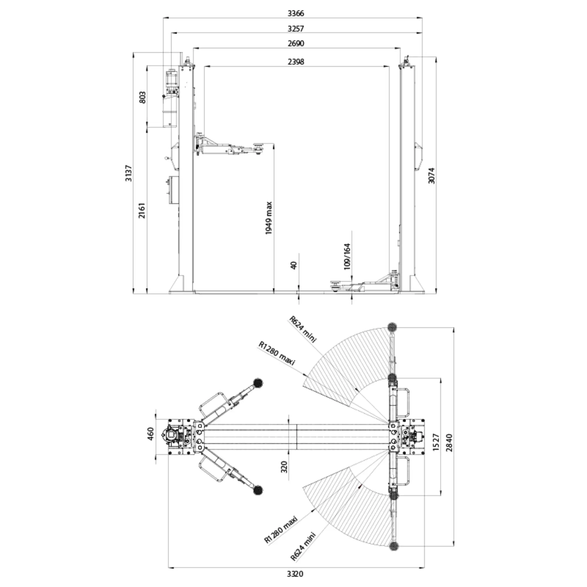 Pont   2 colonnes 3.5t (base en u)