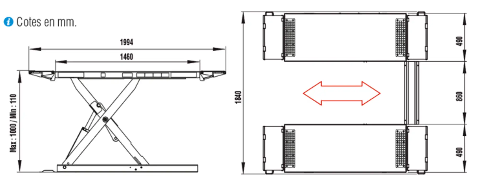 Plateforme de levage 3.2t.