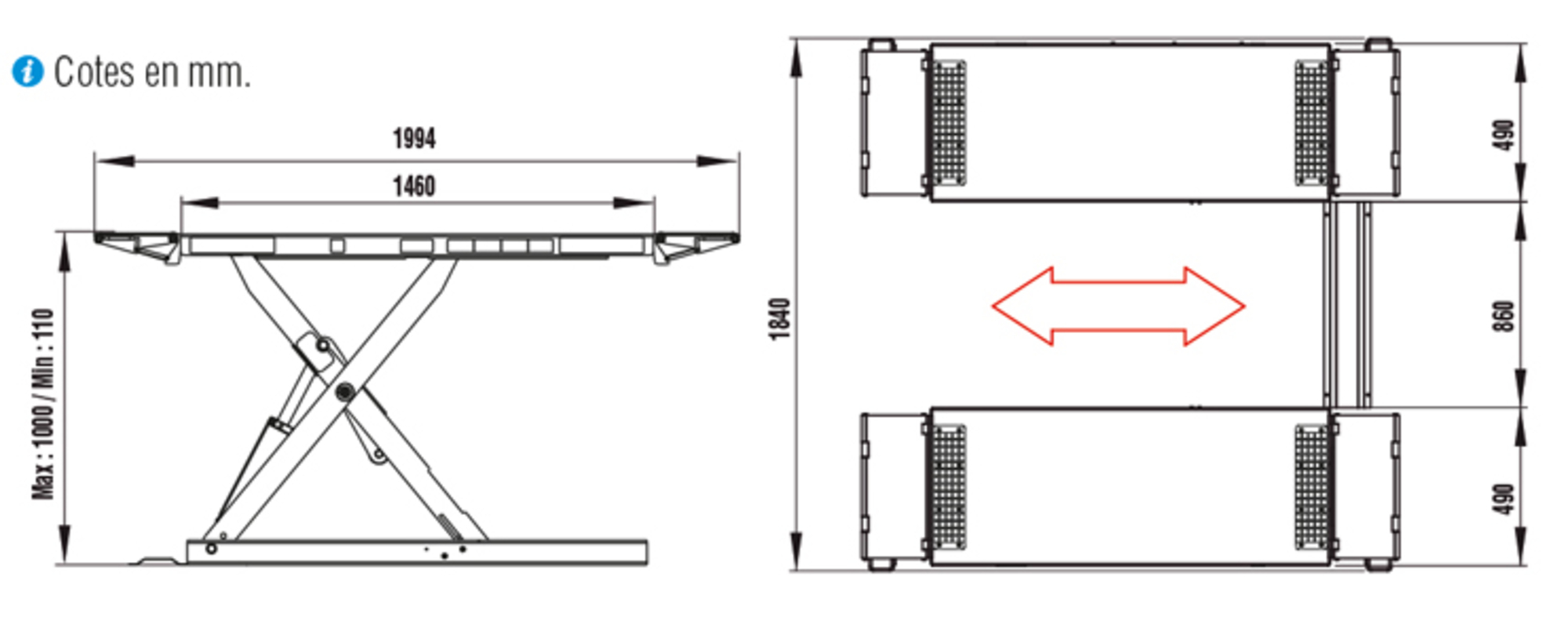 Pont plate-forme de levage 3.2T.