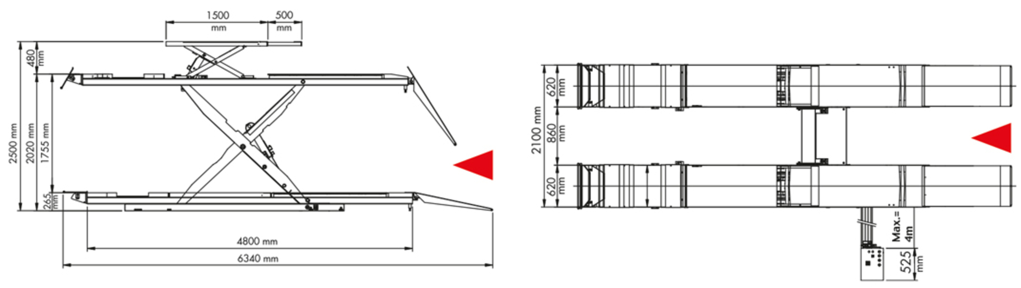 Pont  ciseaux 4.4T pos (prise sous roue. sous coque)