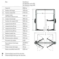 Pont 2 colonnes 4.5T. Bras symtriques