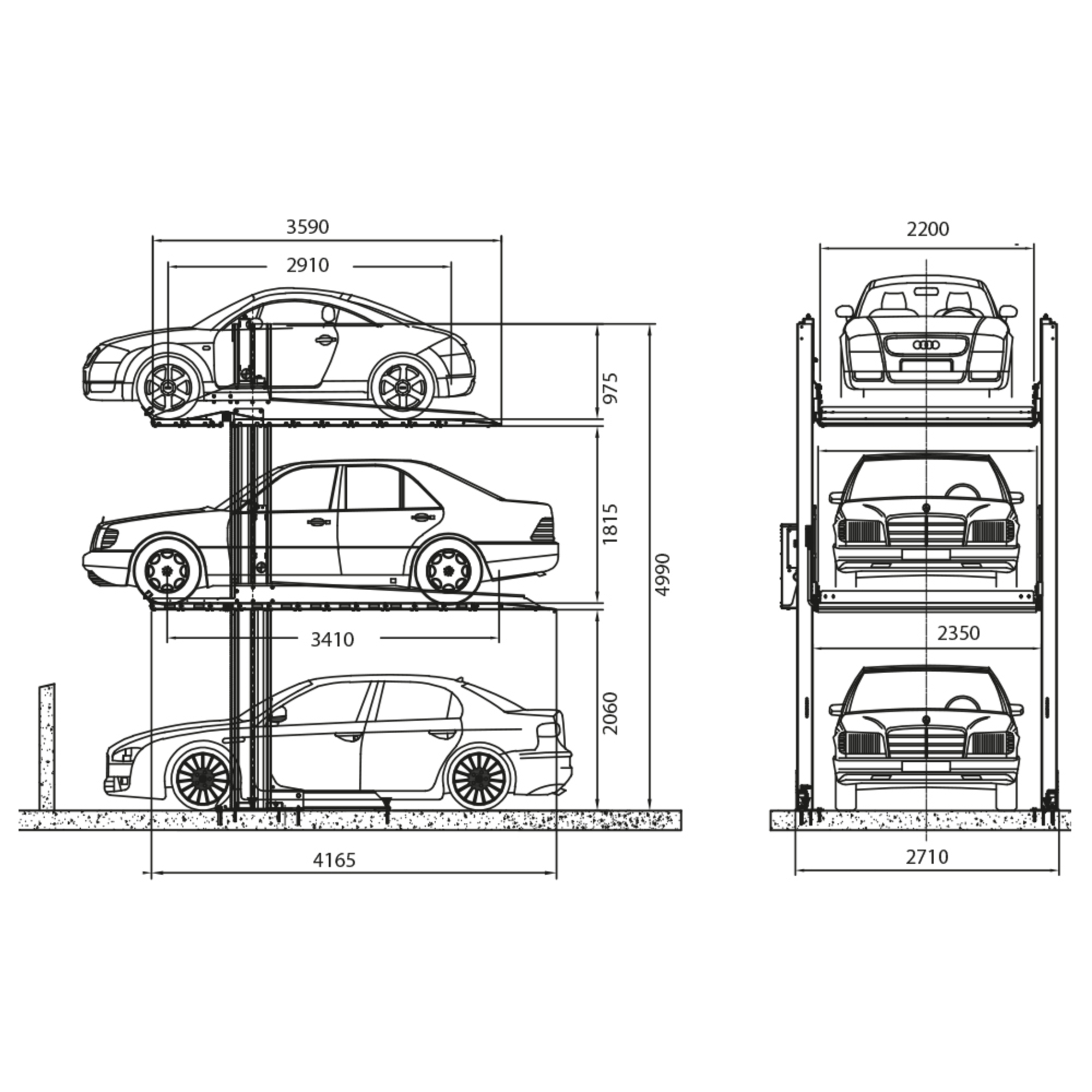 Pont parking structure galvanise 3t.